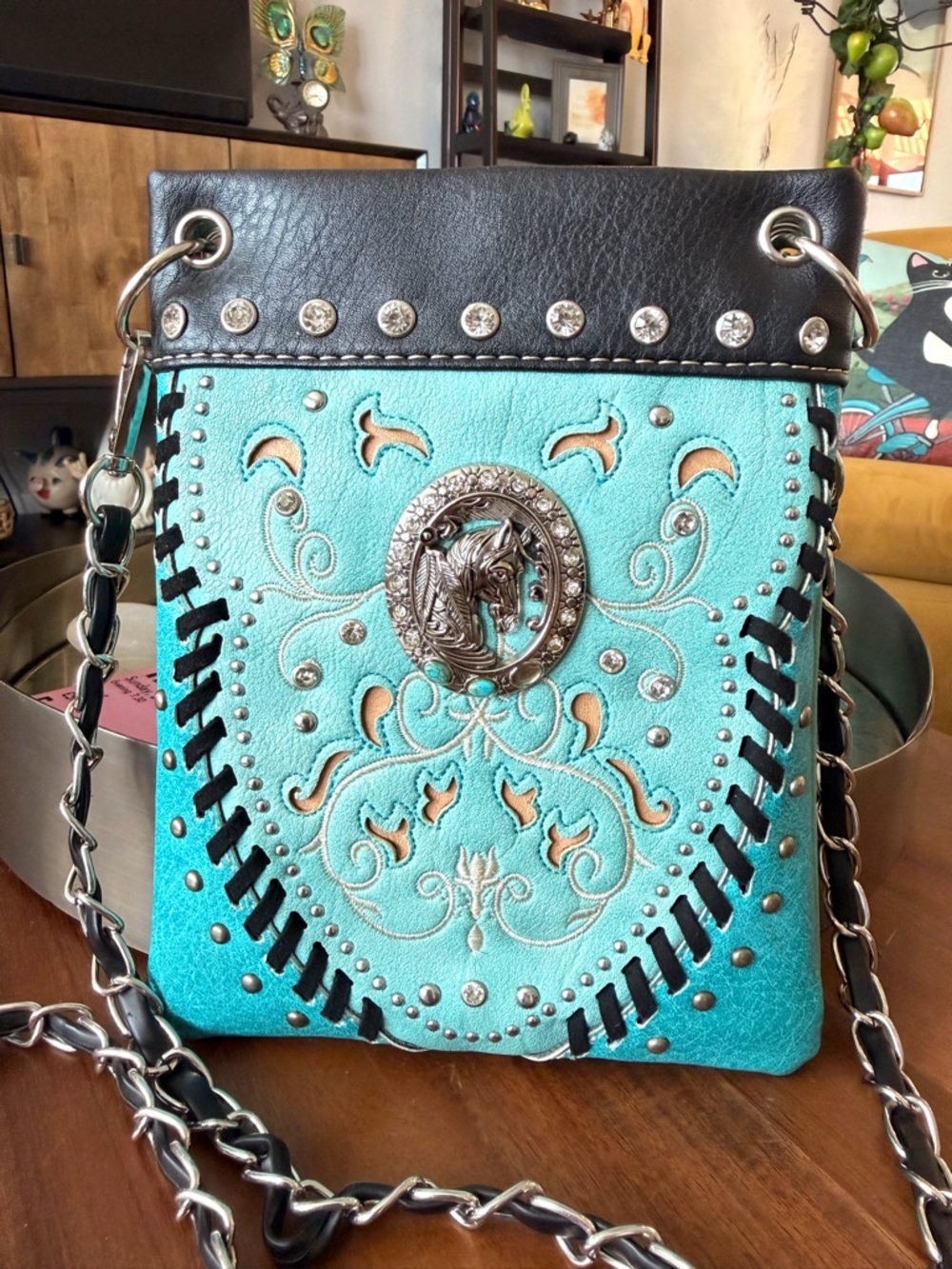 Turquoise Embellished Western Crossbody Bag - Unbranded - Picture 3 of 10